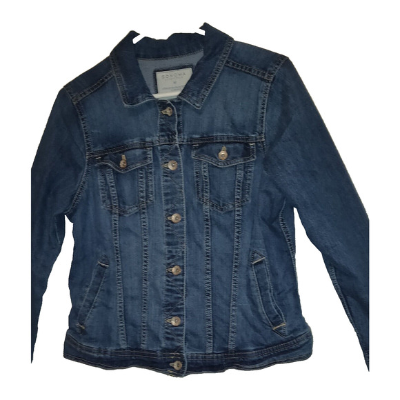 Sonoma Jean Jacket Women's SIZE M Medium Dark Wash 4 Pocket Front Trucker Style - Picture 2 of 10